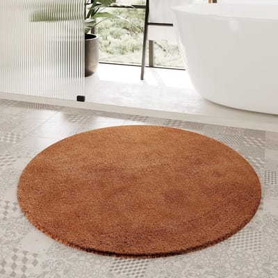 Badmat Rond - Vloerkleed Badkamer - Voeten Opwarmen - Antislip Latexrug - 90 cm - Terracotta Bruin