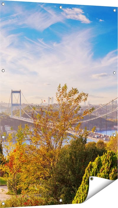 Gards Tuinposter Bosphorus Brug in Instanbul - 80x120 cm - Tuindoek - Tuindecoratie - Wanddecoratie buiten - Tuinschilderij