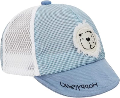 Allecto Plus - Katoenen Schuifmuts voor Baby Meisjes en Jongens - Zomerse Babypet - Leeuwenblauw - One Size