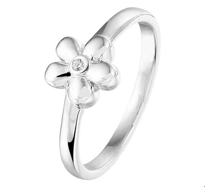 Zilver Gerhodineerde Kinderring bloem zirkonia 1329206 14.50 mm (46)