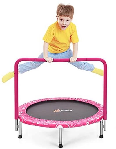 Mini-trampoline voor kinderen met handgreep - Inklapbare tuintrampoline tot 150 kg - Veiligheidstrampoline voor binnen en buiten