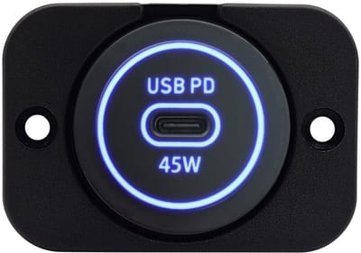 ProRide 12-24V USB C Autolader 1 Poort Inbouw - 45W - Enkelvoudig Paneel - Blauw - USB-C Stopcontact
