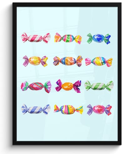 Poster in lijst - Fotolijst 50x70 cm - Posters - Snoepjes - Realistisch - Kleurrijk - Posterlijst zwart - Decoratie - Wanddecoratie woonkamer - Muurdecoratie slaapkamer