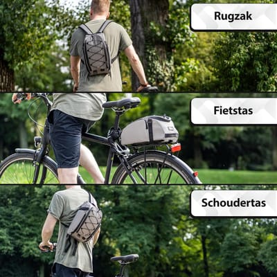 Famanu 3-in-1 Fietstas voor Bagagedrager - 10L Inhoud - Isolerende Bagagedragertas met Rugzakfunctie - Waterdicht & Reflecterend