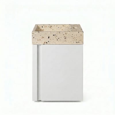 FugaFlow Eccelente Arredo Toiletmeubelset - 40x65cm - 1 deur - 1 kraangat - rechts - fontein terrazzo - mat wit