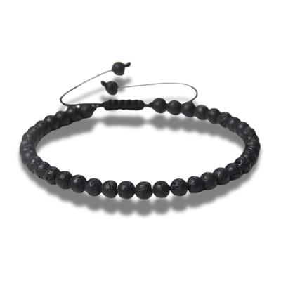 Armband - natuursteen - 4 mm - lava - 16 tot circa 21 cm - in lengte verstelbaar
