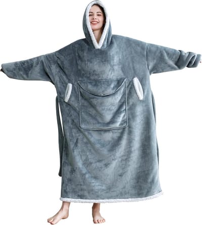 Comfortabele Draagbare Deken Hoodie voor Dames - Warme en Zachte Loungewear