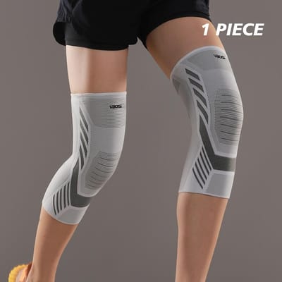 Vbosi 1 Stuk Sport Anti-Slip Kniebrace Effectieve Resultaten – Ademend en Ondersteunend Ideaal Voor Mannen Vrouwen (Slechts 1 stuk) L grijs