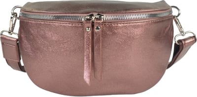 Qischa® - Crossbody heuptas bumbag - uni riem - soft - vegan - medium size - bruin metallic