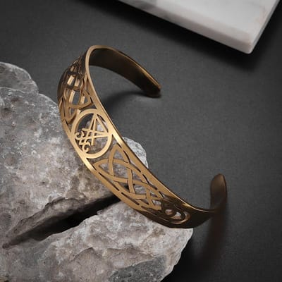 Bracelet Réglable Manchette Croisée Amulette Sceau de Satan Bracelet en Acier Inoxydable gray