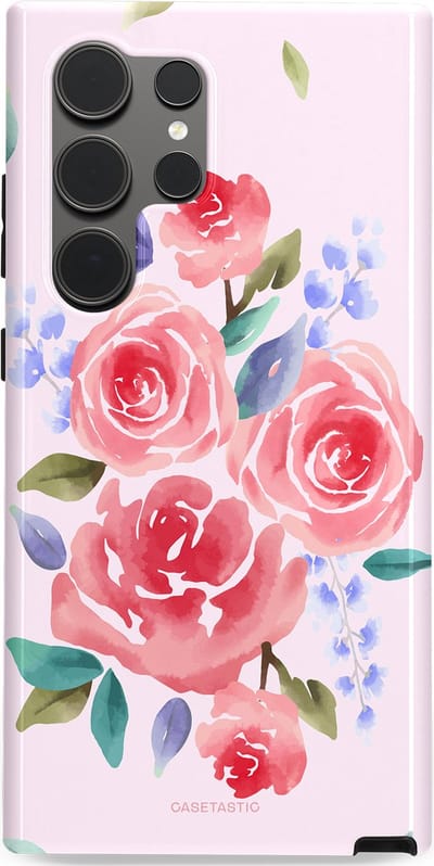 Casetastic hoesje geschikt voor Samsung Galaxy S24 Ultra - Dubbellaagse bescherming - Aquarel pracht - Fashion Case - Lichtroze Lavendel