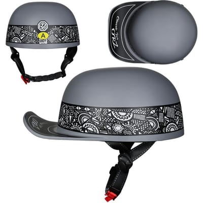 Vintage gangsterpersoonlijkheid honkbalpet mannen en vrouwen geschilderde helm scoop helmkap helm elektrische auto halve helm rijden M（55-56） gray