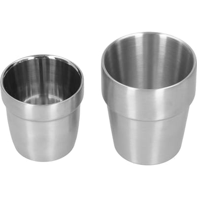 2 stuks Roestvrij Staal Dubbelwandige Bekers Restaurant Biermok Water Koffiekop (180ml 300ml)