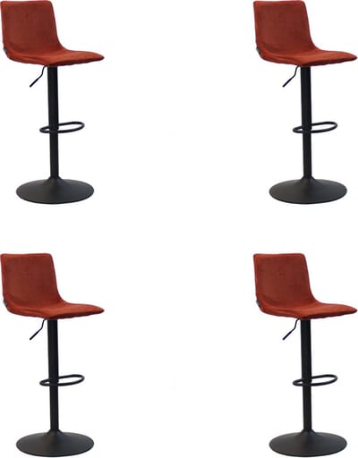 Bronx71® Velvet barkruk Frenkie koper 59-76 cm - Barkrukken set van 4 - barstoel