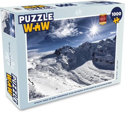 Puzzel Uitzicht vanaf de berg Gornergrat in de Zwitserse Alpen naar de Aletschgletsjer - Legpuzzel - Puzzel 1000 stukjes volwassenen