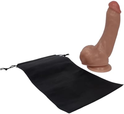 Sensationsdeluxe - Realistische Dildo met balzak - 20,5 cm - Dildo met zuignap - Beige -Sex speeltje voor Mannen Anaal - en voor Vrouwen en man - Dildo Zakje