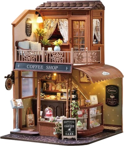 Miniatuur Huis Bouwset - Poppenhuis Knutselen - Creatief Hobby - Inclusief Stofhoes - 30 x 24 x 7 cm