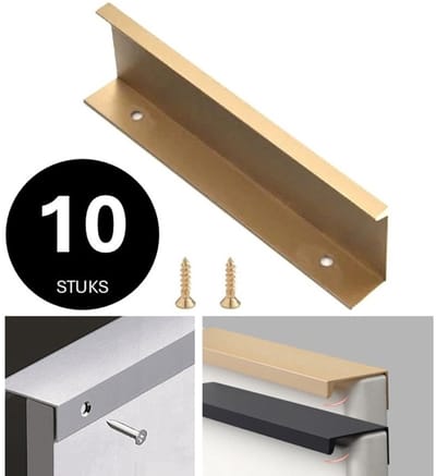 Handgrepen Goud - Handgreep Goud 80mm - 10 stuks - Handgrepen kast - Meubelgrepen - Keukengreep Goud - Kastgrepen - Handgrepen keukenkastjes - Meubelgreep - Handgrepen voor deurtjes - handgreep keuken - Deurgreep - ladegreep - incl schroeven