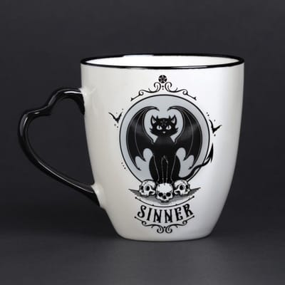 Alchemy - Saint/Sinner: Cat with Heart Handle Mok/beker - Wit