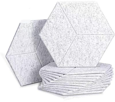 Akoestische Panelen - Geluidsisolatie Schuim - Geluidsabsorptie Studio - Zelfklevend Vilt - 12 stuks - Lichtgrijs