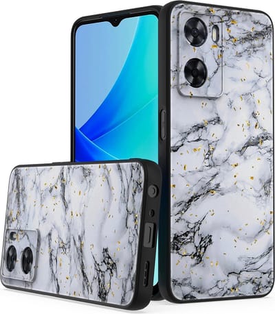 LuxeBass Siliconen hoesje met print geschikt voor OPPO A57 - Marmer White - telefoonhoes - gsm hoes - telefoonhoesje