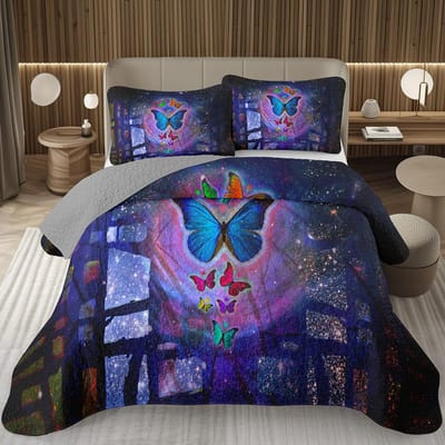 Vlinder Sprei Twin/Queen/King Aquarel Botanisch Bloemen Quilt Fantasie Stijl Beddengoed Set Omkeerbare Gewatteerde Spreien EU Single 135x200cm