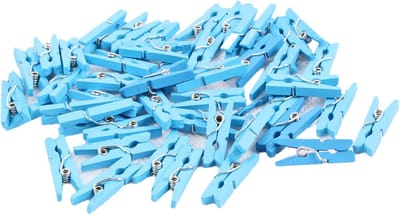 Houten Was Knijpers - Mini Clips - Decoratieve Klemmen - Lichtgewicht Ontwerp - 50 Stuks - Blauw
