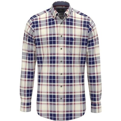 Fynch-Hatton Overhemd Flanel Check Button-Down Garnet Red-Navy / male