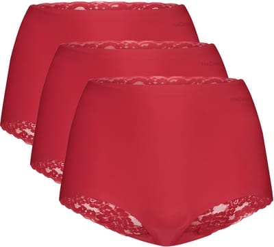 Ten Cate Dames Secrets Maxi Tailleslip High Waist Naadloos Kant 3-Pack Effen Rood - Maat S