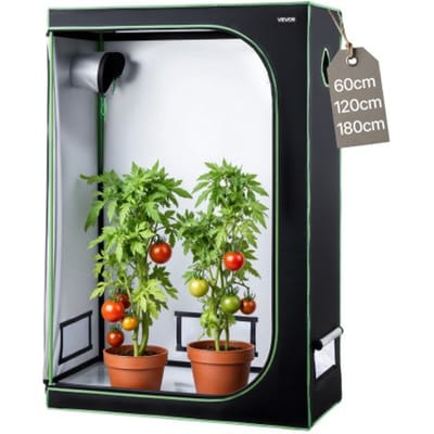 VEVOR kweektent, 120x60x180 cm, kweekkast 600D, sterk reflecterend mylar, binnenplantentent met observatievenster, grondbak en ritssluiting, kweektent voor fruit, bloemen en groenten