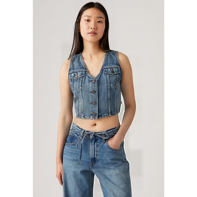 Levi's Denim Waistcoat In Blue Denim Größe: S | Tanktops Outlet | Damen | Blau