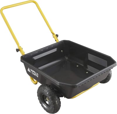 Tuinkar 4 Cu. Ft Poly Yard Cart met 300LB Capaciteit, Slagvast Polybed en 10" Luchtbanden