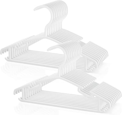 Kledinghangers - Kledinghangers - Broekhangers - Kinderhangers - Babyhangers - Plastic Hangers voor Kinderen - Garderobe Babyhangers - 20 Stuks Antislip Peuterhangers - Voor Baby Kinderkleding Broeken Jassen Jurken - Wit