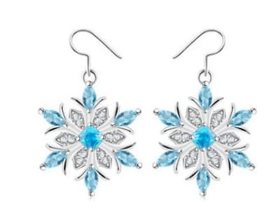 Sneeuwvlok oorbellen | zilver blauw | zilver gekleurd