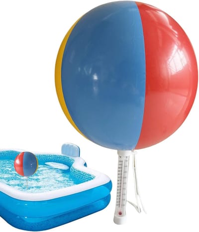Zwembad Temperatuurmeter - Waterthermometer Bad - Zwembad Controleren - Makkelijk Afleesbaar - 22cm Bal 40.5cm Hoog - Meerkleurig