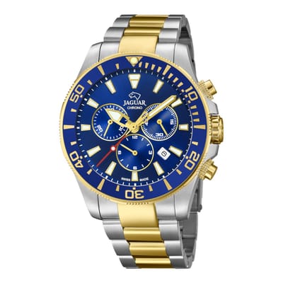 Jaguar J862/1 Heren Horloge - Chronograaf - Saffierglas - Roestvrijstaal/Staal - Goudkleurig/Zilverkleurig - Ø 43.5 mm - Quartz - Vouw/Vlindersluiting