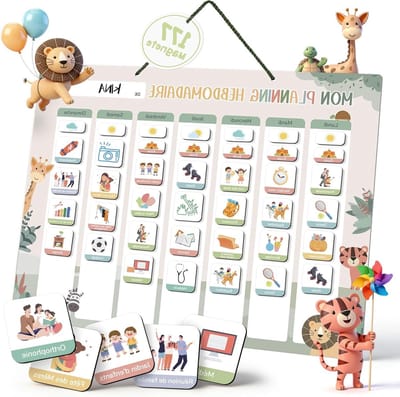Wekelijkse planner voor kinderen in het Frans - Organiseer schooltaken, huiswerk en activiteiten met stijl
