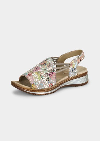 Sandalen met zachte stretchbandjes - wit / meerkleurig / gedess. - Gr. 40 van Goldner Fashion