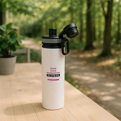 Hacebo® - ik ben de trotste oma van de grappigste, leukste en beste kinderen, en ja dit heb ik van hun gekregen waterfles met draaidop grijs - de trotste oma - verjaardag - verjaardagscadeau - cadeau - beste kinderen - water fles - 850ML