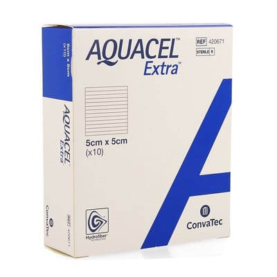Aquacel Extra Hydrofiber wondverband steriel 5x5cm Aquacel