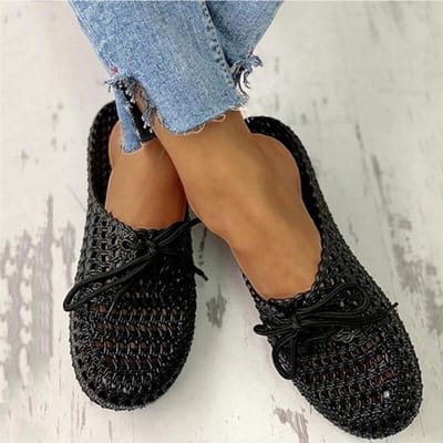 Zomerslippers Schoenen Vrouw Gesloten Teen Ademend Slippers Vrouwen Uitgehold Vetersluiting PVC Outdoor Plat Strand Slides Sandalen 40 zwart