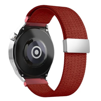 Nylon bandje - geschikt voor Garmin Venu (2 Plus) / Venu SQ (2) / Vivomove (Style - Sport) / Vivoactive 3 / 5 / 6 / Forerunner 55 / 165 / 245 / 645 / 570 - 42mm - magneet - rood