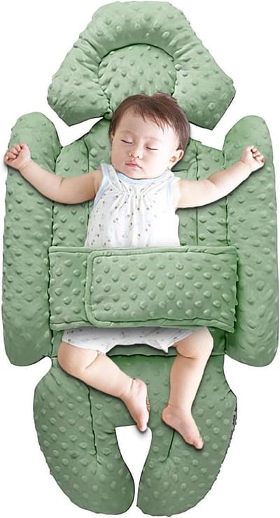 Baby autostoel kussen - Kinderwagen steun - Comfortabel reizen - Verstelbaar partition design - 30 x 30 cm - Groen