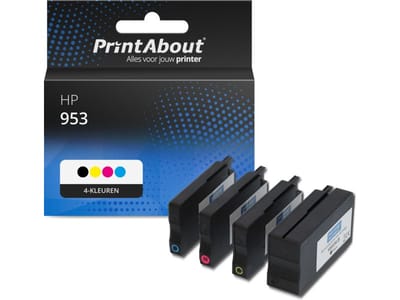 PrintAbout huismerk Inktcartridge 953 (6ZC69AE) 4-kleuren Multipack Geschikt voor HP