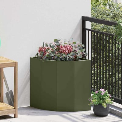 vidaXL Hoek Plantbak Olijfgroen 45 x 45 x 50 cm Staal