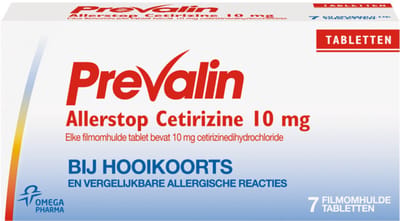 Prevalin Allerstop Allergietabletten Cetirizine 10 mg - 2 x 7 tabletten
