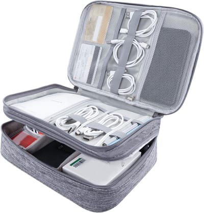 Kabelopslagtas voor Elektronica, Reisaccessoires en Tech Pouch voor USB, SSD en Powerbank (Grijs)