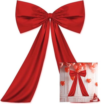 Extra Grote Decoratieve Strik (61x91 cm) voor Bruiloft, Feest of Cadeau – Rode Satijnen Boog