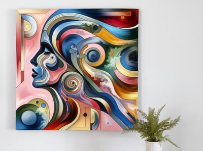 Modern vrouw schilderij | Eigentijdse dame: Hedendaagse interpretatie van feminisme door moderne kunst | Kunst - 30x30 centimeter op Canvas | Foto op Canvas