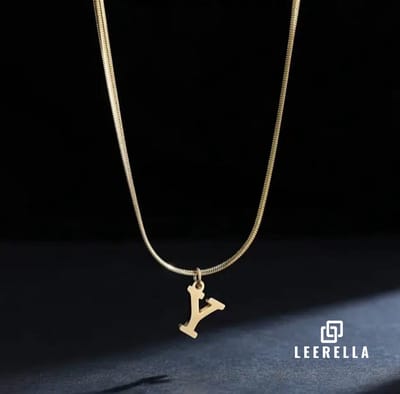 Leerella Alfabet Slang Ketting | Y | Goudkleurige Gepersonaliseerde Ketting van Hoogwaardig RVS met Initialen | Elegant en Tijdloos Sieraad voor Dames | Moederdag, Valentijnsdag en Verjaardag Cadeau 41+5 cm